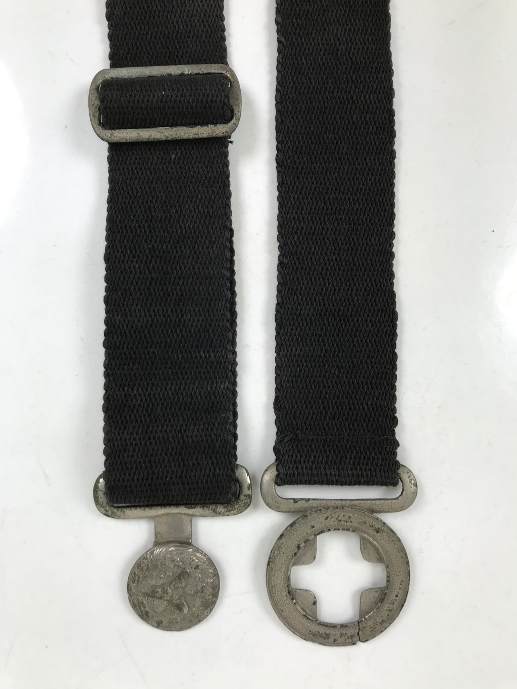 Japanese Firefighter Casual Uniform Belt Vtg Fire Brigade Metal Crest Black MK24