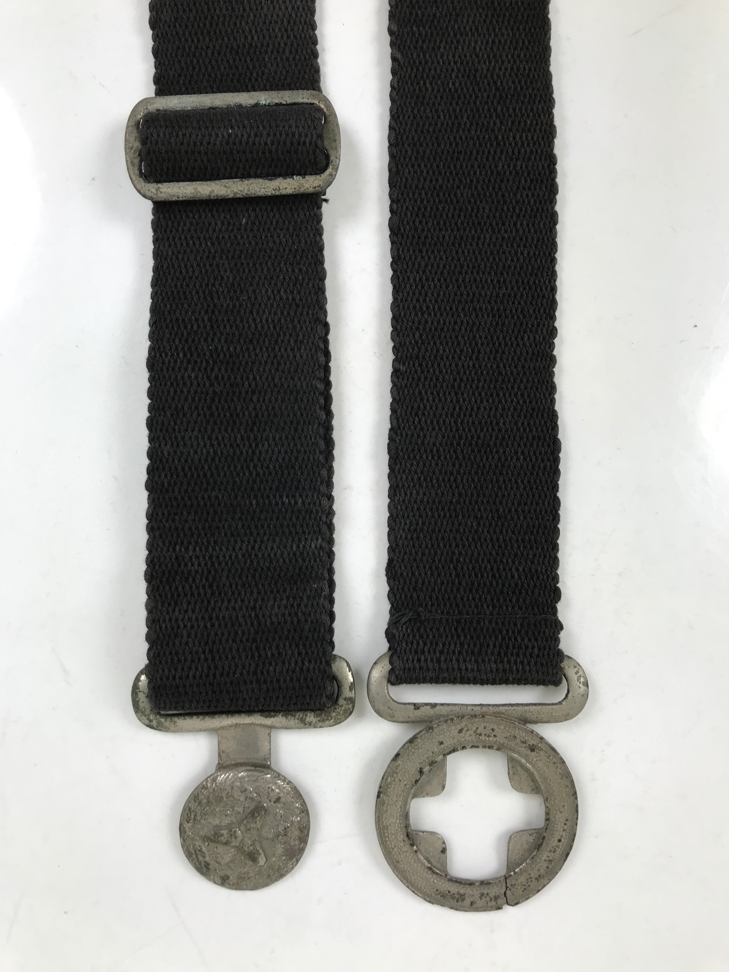 Japanese Firefighter Casual Uniform Belt Vtg Fire Brigade Metal Crest Black MK24