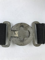 Japanese Firefighter Casual Uniform Belt Vtg Fire Brigade Metal Crest Black MK24