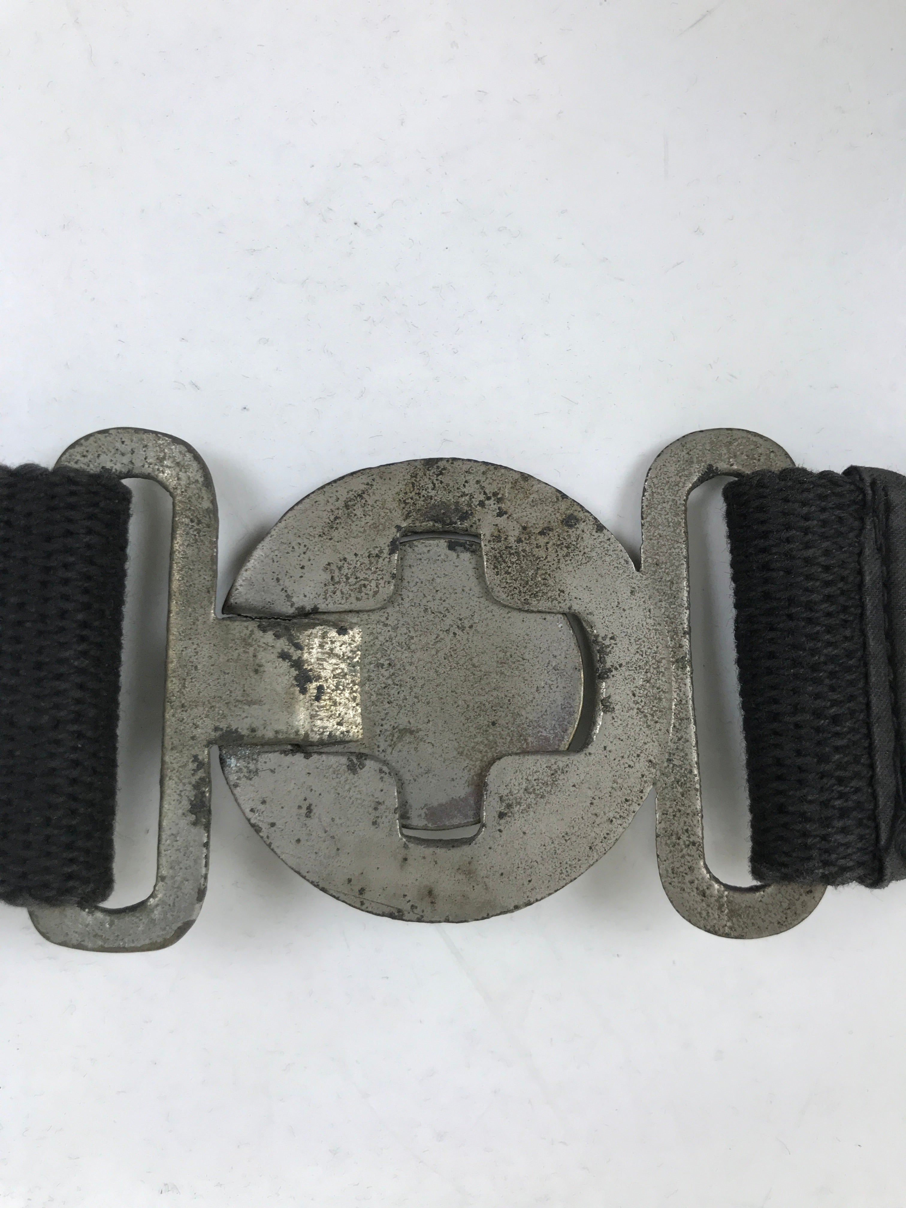 Japanese Firefighter Casual Uniform Belt Vtg Fire Brigade Metal Crest Black MK24