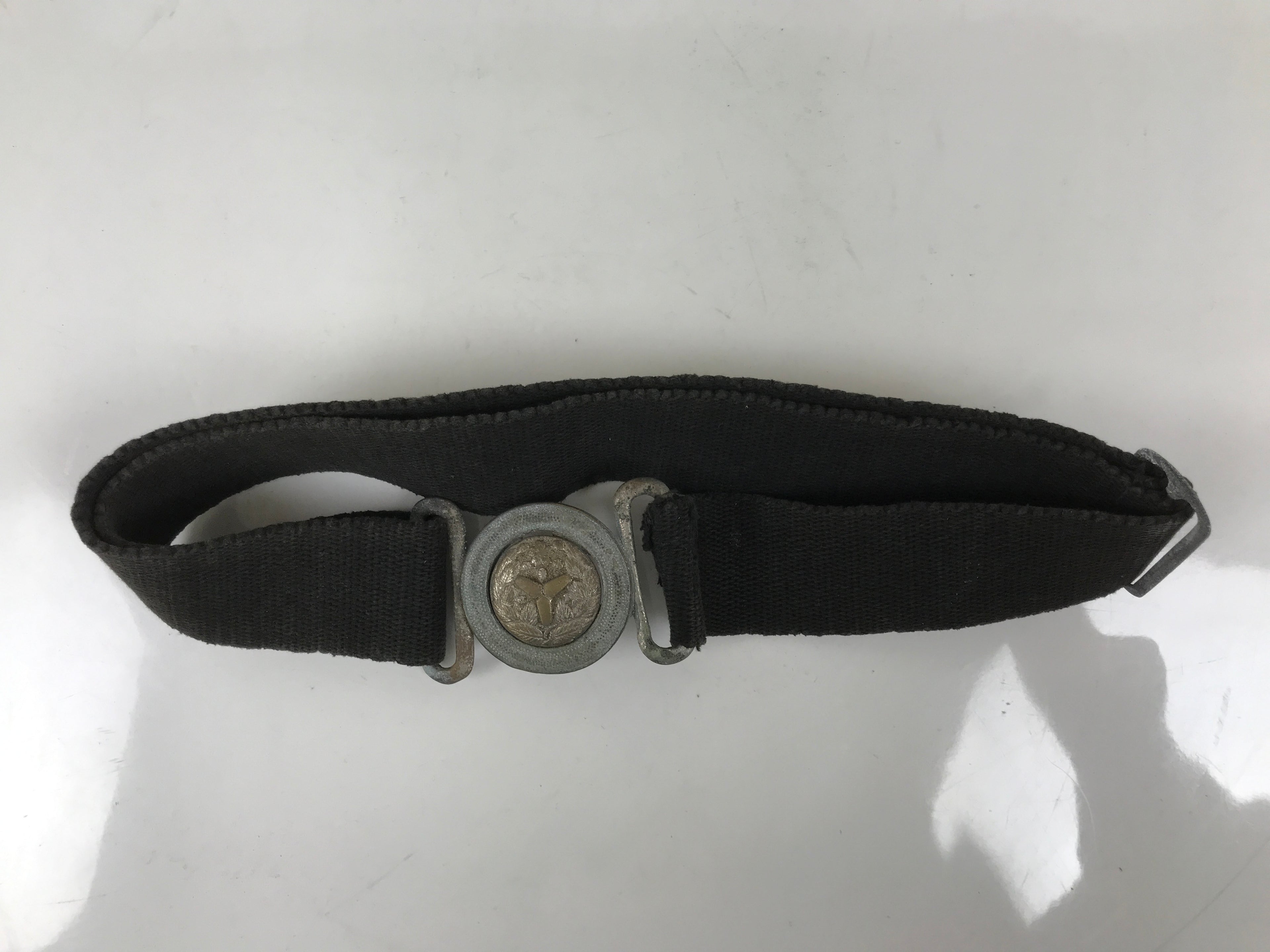 Japanese Firefighter Casual Uniform Belt Vtg Fire Brigade Metal Crest Black MK25