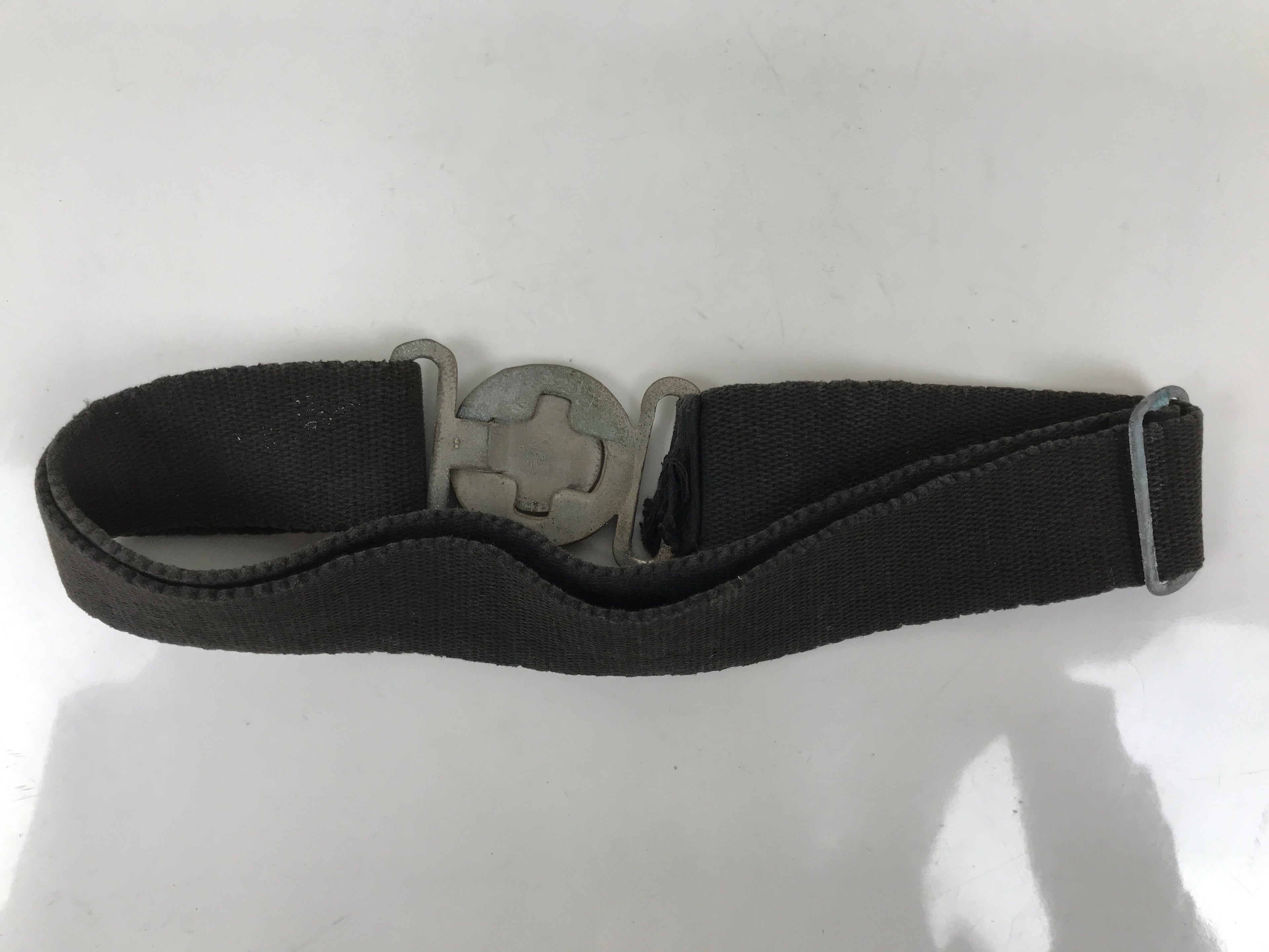 Japanese Firefighter Casual Uniform Belt Vtg Fire Brigade Metal Crest Black MK25