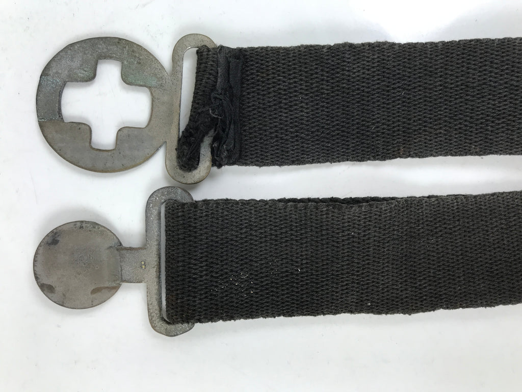 Japanese Firefighter Casual Uniform Belt Vtg Fire Brigade Metal Crest Black MK25