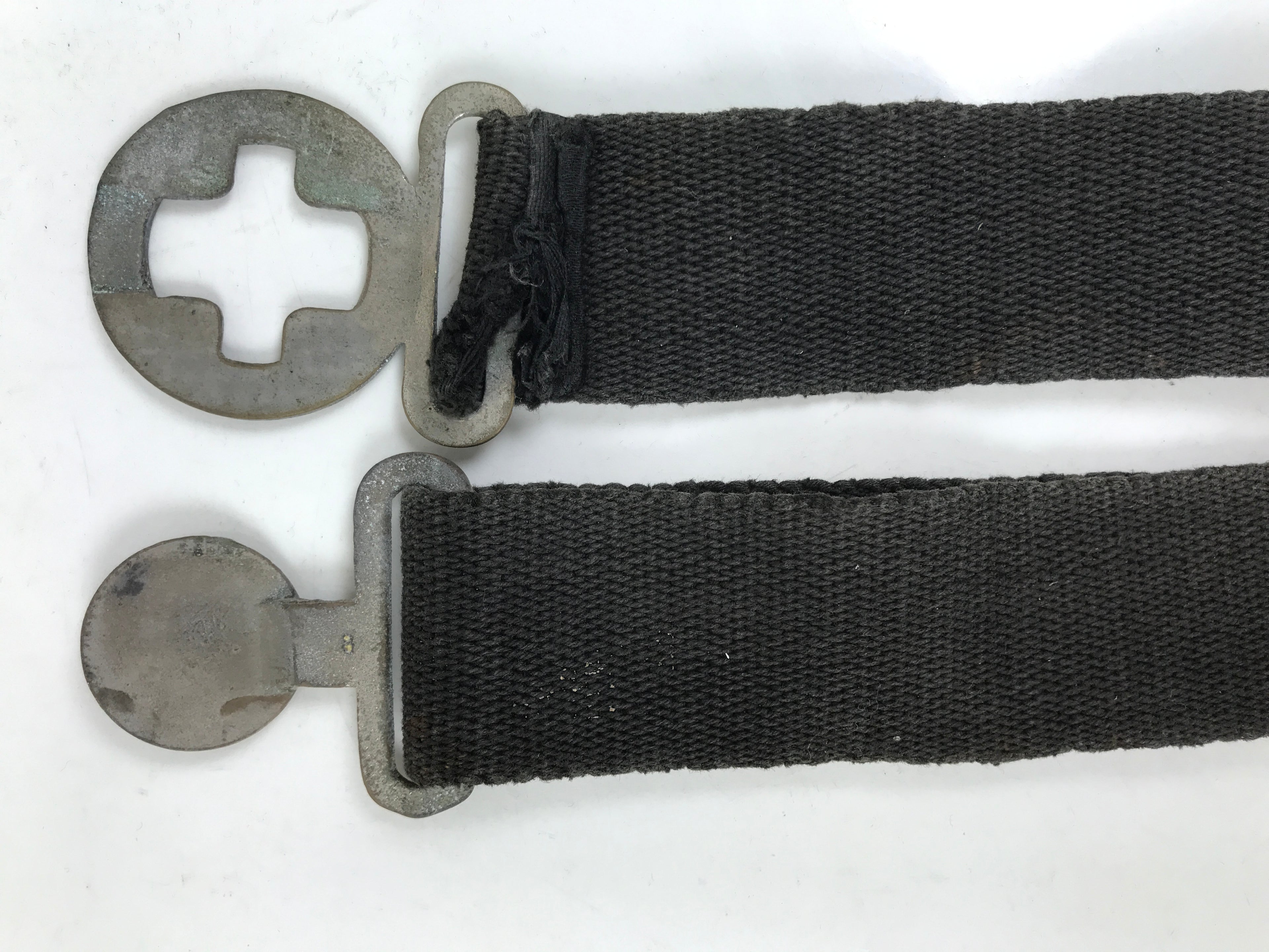 Japanese Firefighter Casual Uniform Belt Vtg Fire Brigade Metal Crest Black MK25