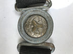 Japanese Firefighter Casual Uniform Belt Vtg Fire Brigade Metal Crest Black MK25