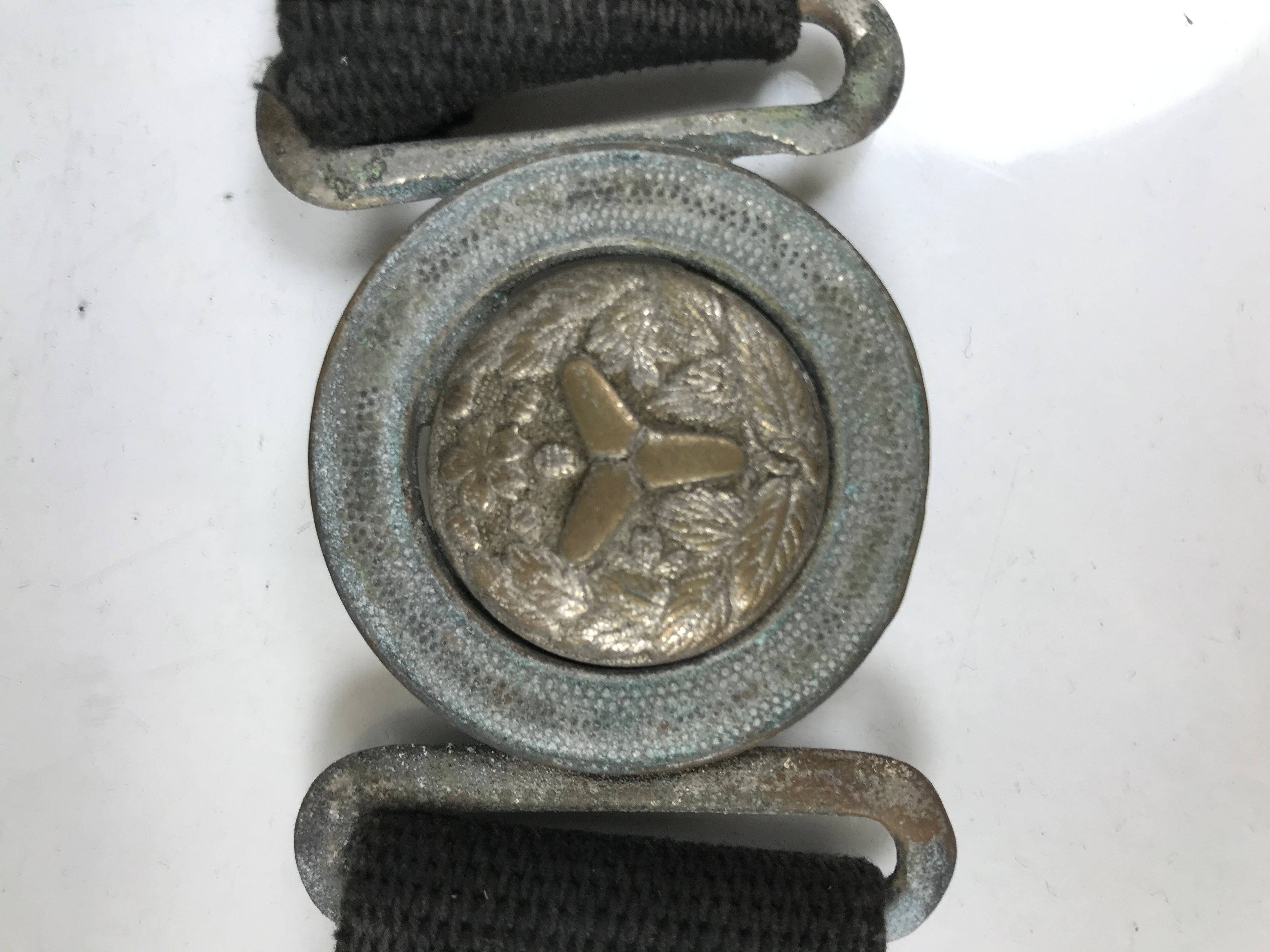 Japanese Firefighter Casual Uniform Belt Vtg Fire Brigade Metal Crest Black MK25