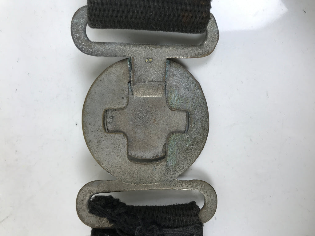 Japanese Firefighter Casual Uniform Belt Vtg Fire Brigade Metal Crest Black MK25