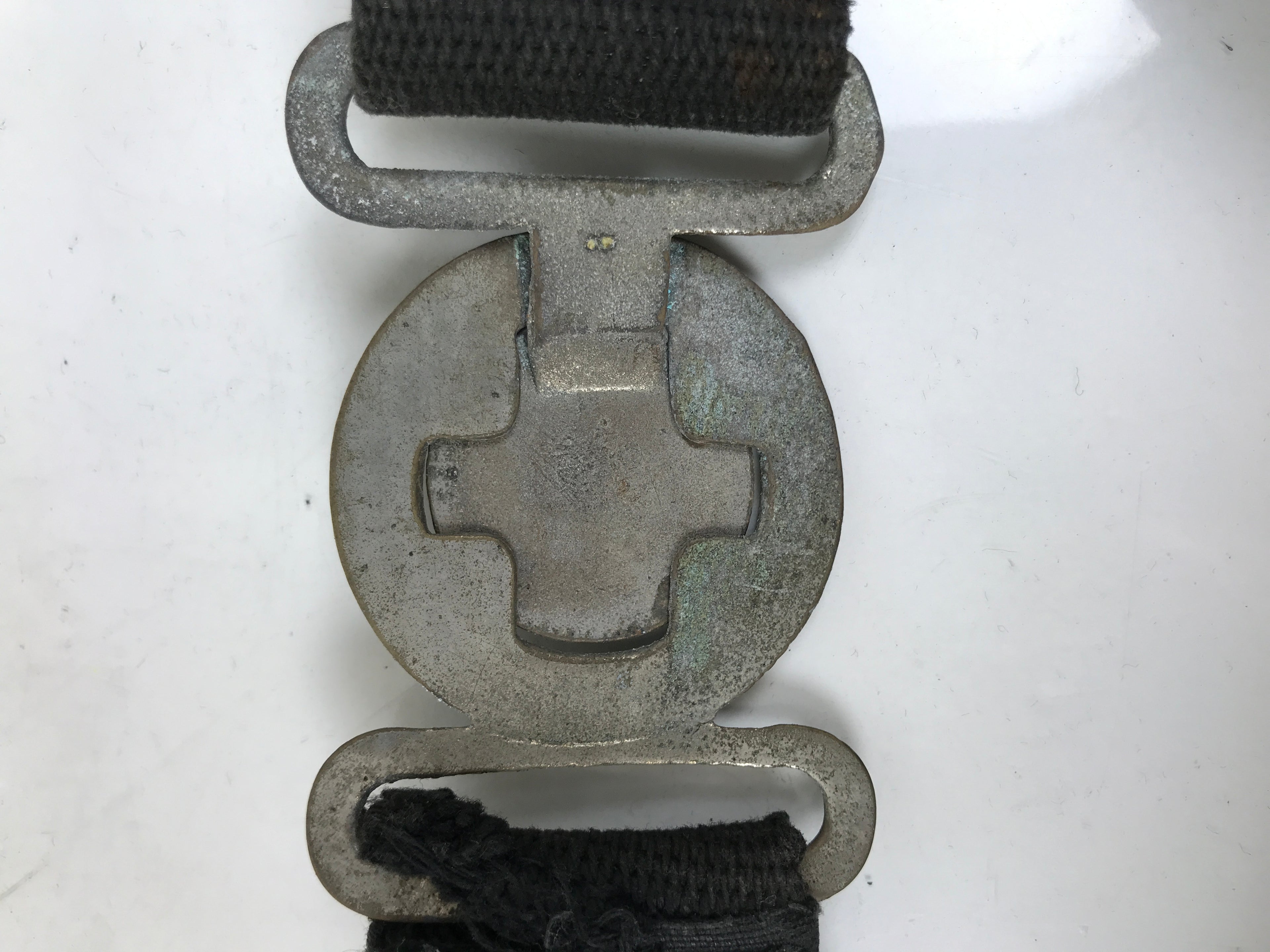 Japanese Firefighter Casual Uniform Belt Vtg Fire Brigade Metal Crest Black MK25