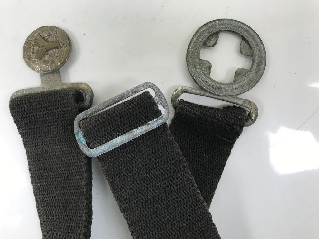 Japanese Firefighter Casual Uniform Belt Vtg Fire Brigade Metal Crest Black MK25
