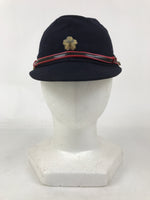 Japanese Firefighter Uniform Hat Vtg Fire Brigade Cap Blue Metal Sakura Pin MK10