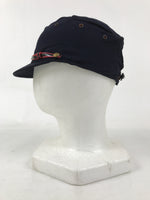 Japanese Firefighter Uniform Hat Vtg Fire Brigade Cap Blue Metal Sakura Pin MK10