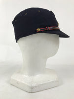 Japanese Firefighter Uniform Hat Vtg Fire Brigade Cap Blue Metal Sakura Pin MK10