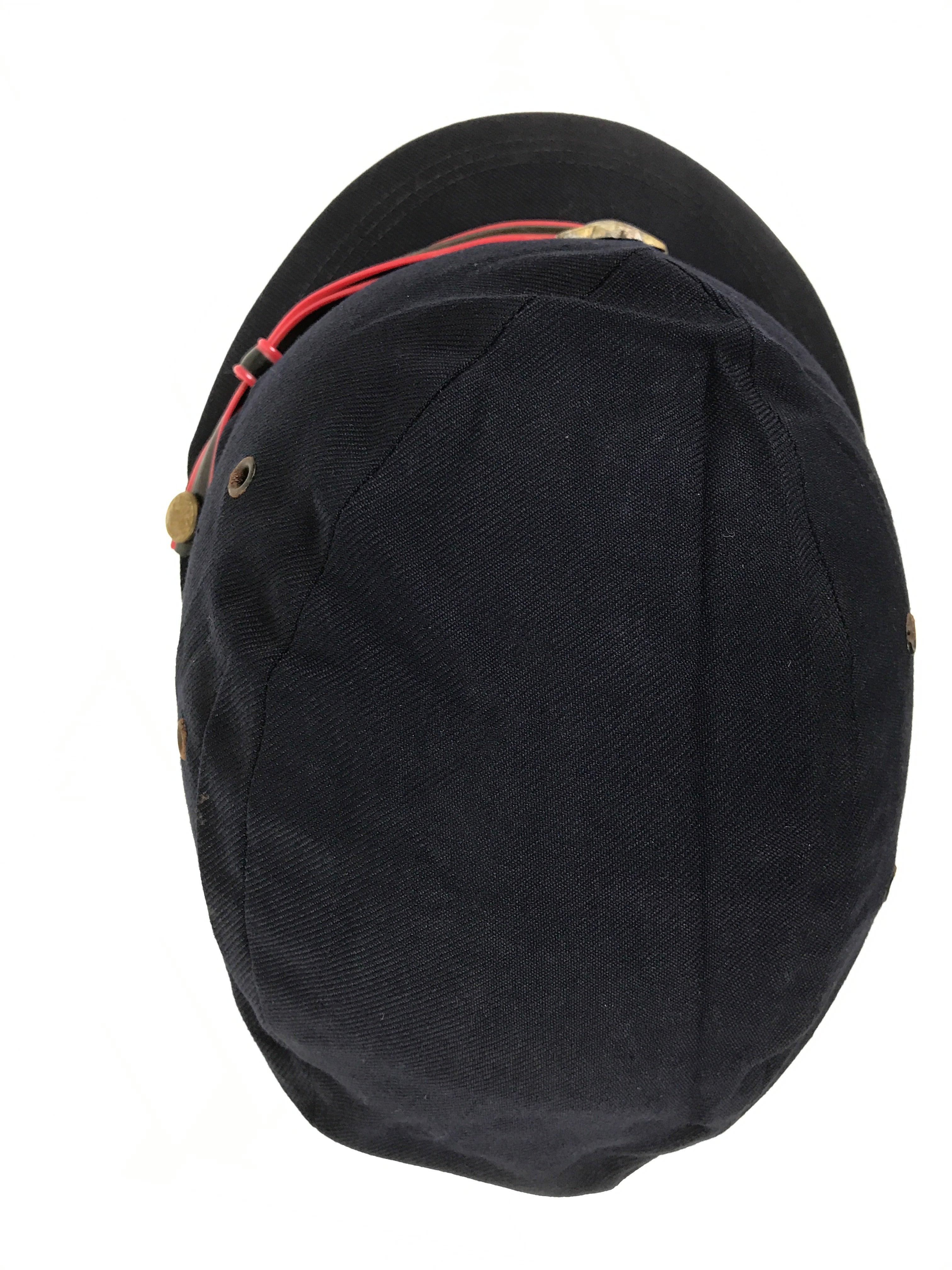 Japanese Firefighter Uniform Hat Vtg Fire Brigade Cap Blue Metal Sakura Pin MK10