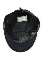 Japanese Firefighter Uniform Hat Vtg Fire Brigade Cap Blue Metal Sakura Pin MK10