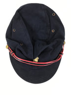 Japanese Firefighter Uniform Hat Vtg Fire Brigade Cap Blue Metal Sakura Pin MK10