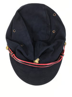 Japanese Firefighter Uniform Hat Vtg Fire Brigade Cap Blue Metal Sakura Pin MK10