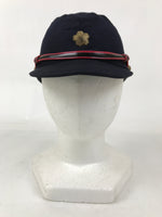 Japanese Firefighter Uniform Hat Vtg Fire Brigade Cap Blue Metal Sakura Pin MK11