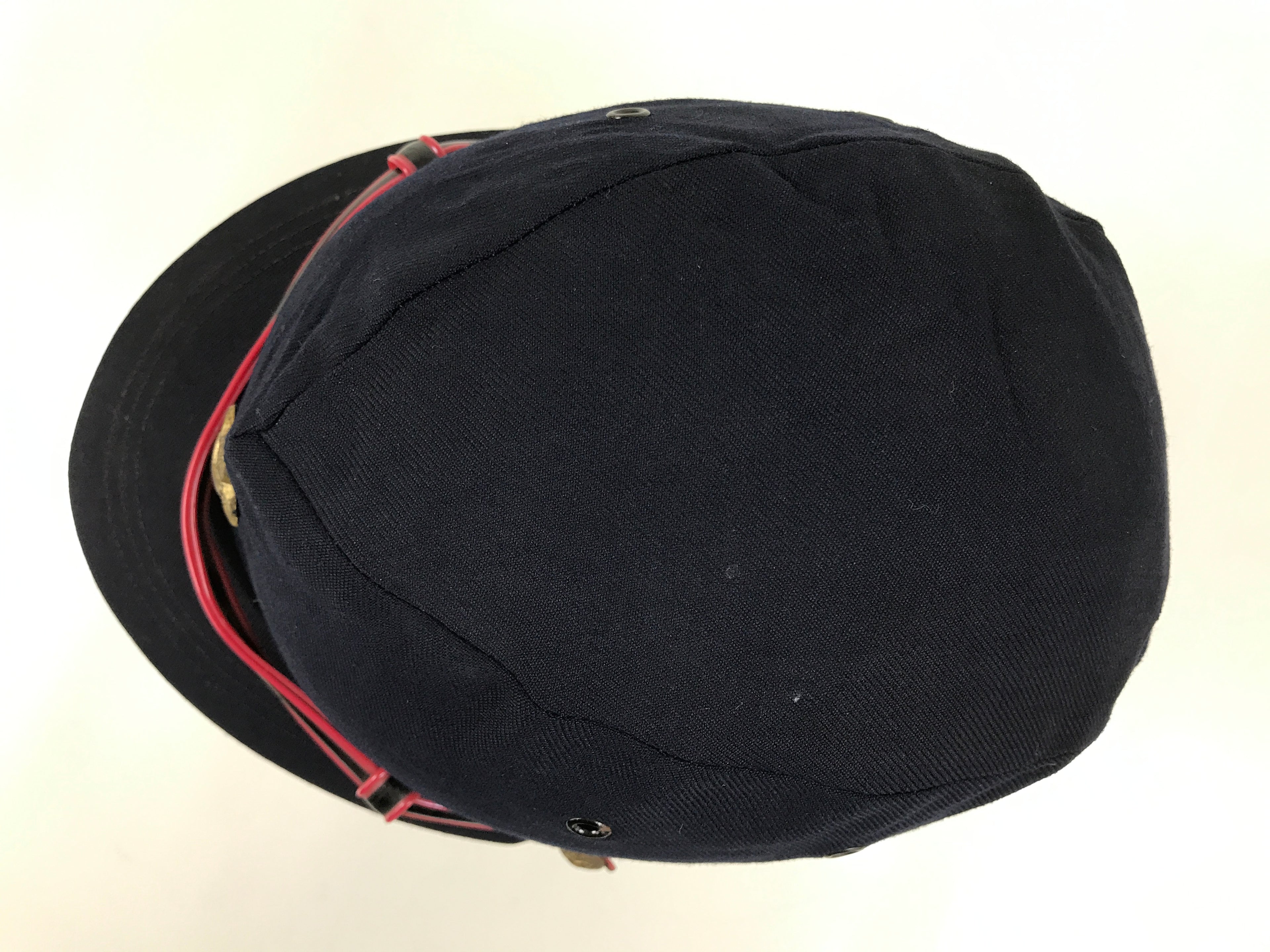 Japanese Firefighter Uniform Hat Vtg Fire Brigade Cap Blue Metal Sakura Pin MK11