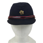 Japanese Firefighter Uniform Hat Vtg Fire Brigade Cap Blue Metal Sakura Pin MK11