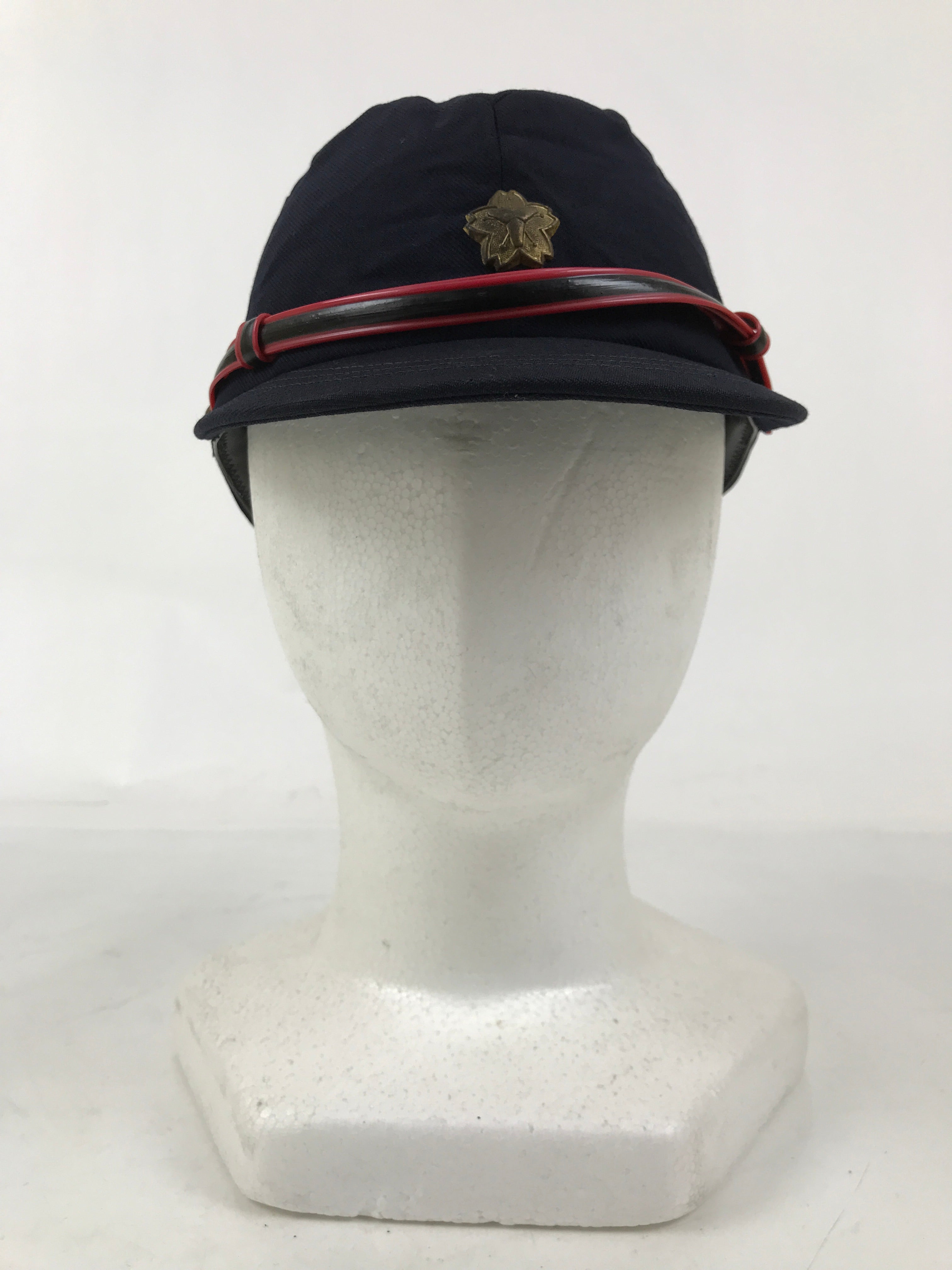 Japanese Firefighter Uniform Hat Vtg Fire Brigade Cap Blue Metal