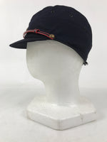 Japanese Firefighter Uniform Hat Vtg Fire Brigade Cap Blue Metal Sakura Pin MK12