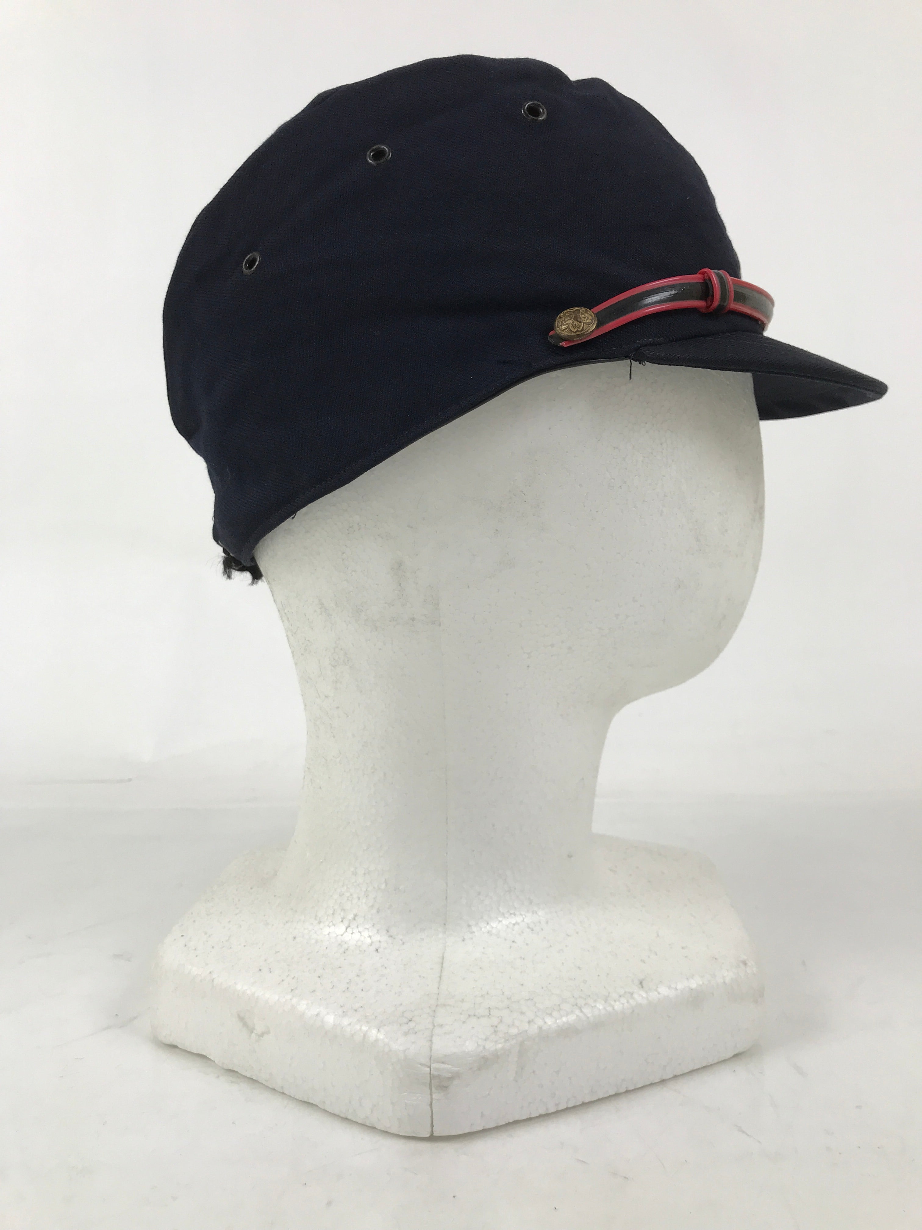Japanese Firefighter Uniform Hat Vtg Fire Brigade Cap Blue Metal