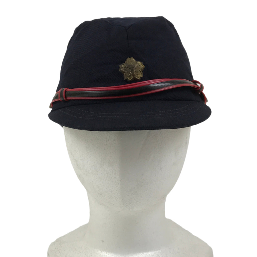 Japanese Firefighter Uniform Hat Vtg Fire Brigade Cap Blue Metal
