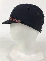 Japanese Firefighter Uniform Hat Vtg Fire Brigade Cap Blue Metal Sakura Pin MK13