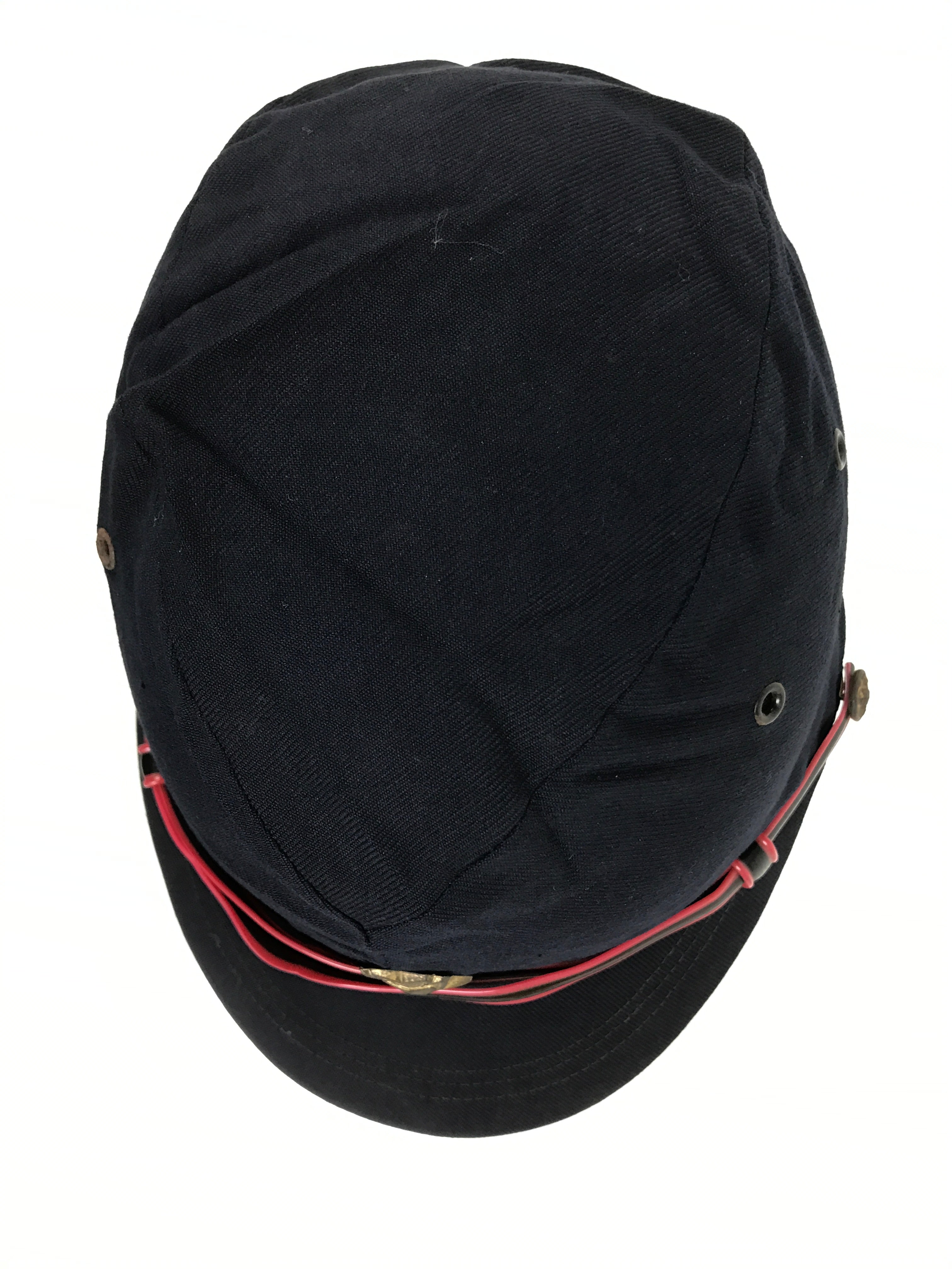 Japanese Firefighter Uniform Hat Vtg Fire Brigade Cap Blue Metal Sakura Pin MK13