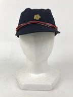 Japanese Firefighter Uniform Hat Vtg Fire Brigade Cap Blue Metal Sakura Pin MK14
