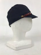 Japanese Firefighter Uniform Hat Vtg Fire Brigade Cap Blue Metal Sakura Pin MK14
