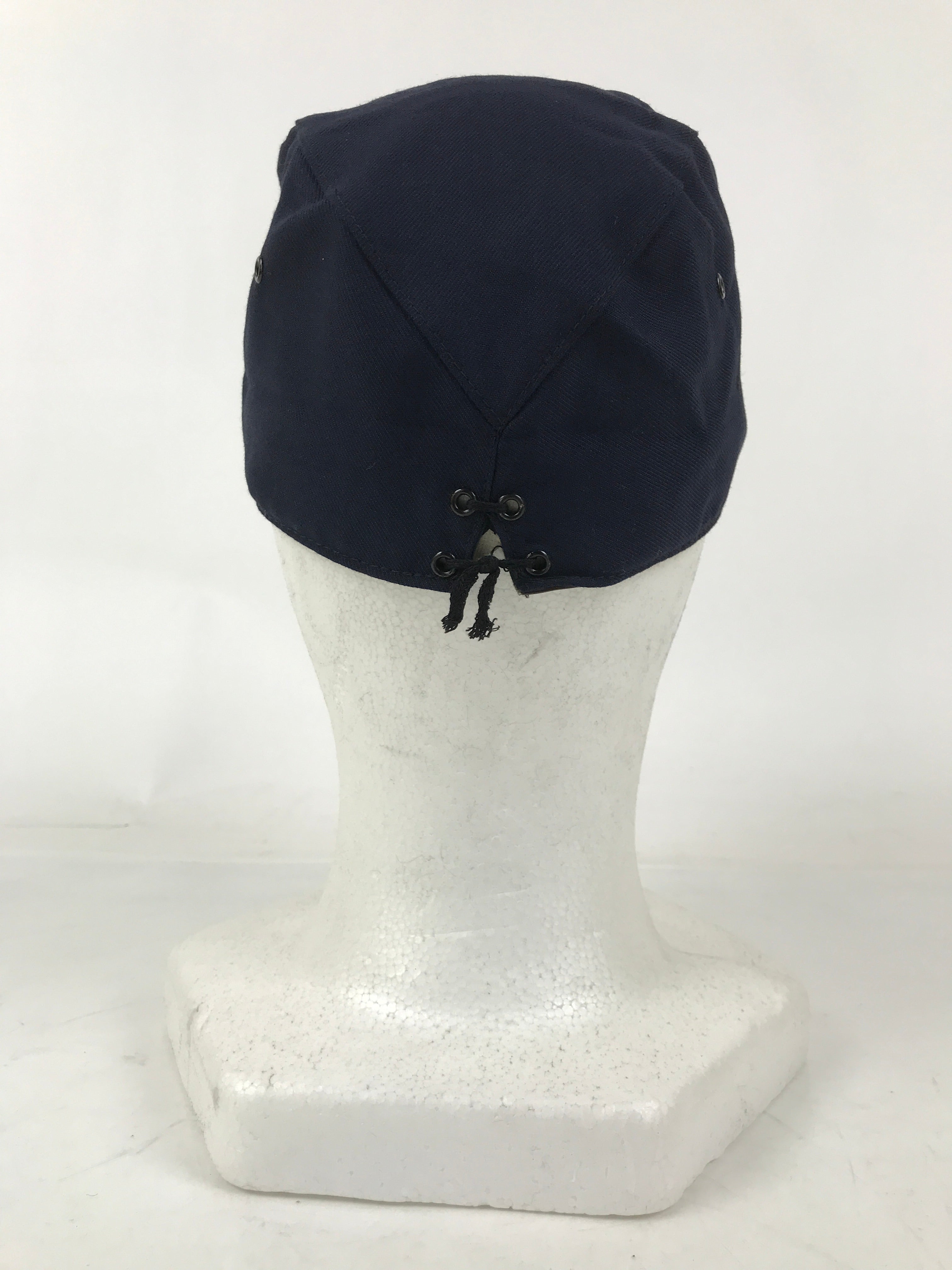 Japanese Firefighter Uniform Hat Vtg Fire Brigade Cap Blue Metal Sakura Pin MK14