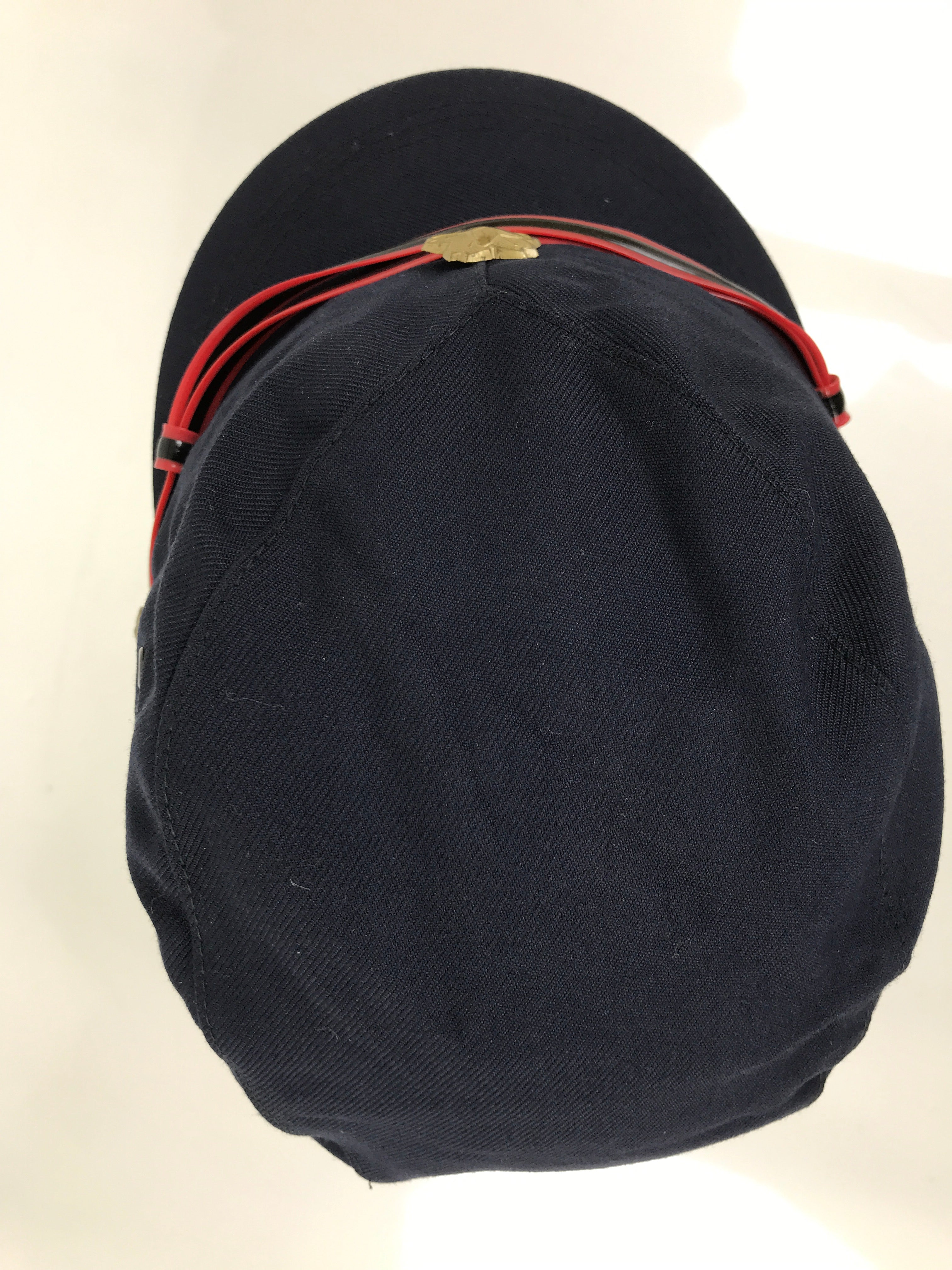 Japanese Firefighter Uniform Hat Vtg Fire Brigade Cap Blue Metal Sakura Pin MK14