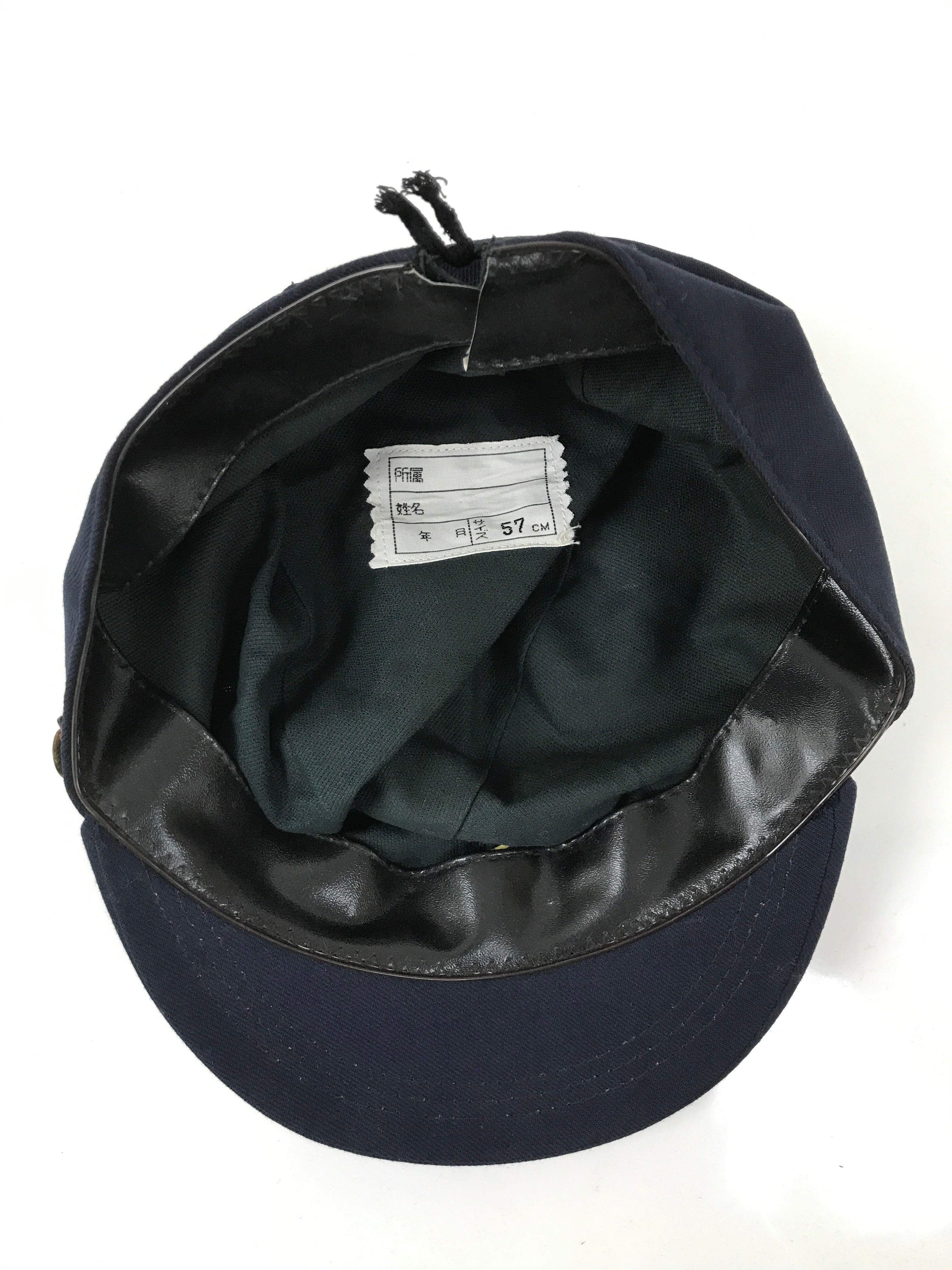 Japanese Firefighter Uniform Hat Vtg Fire Brigade Cap Blue Metal Sakura Pin MK14