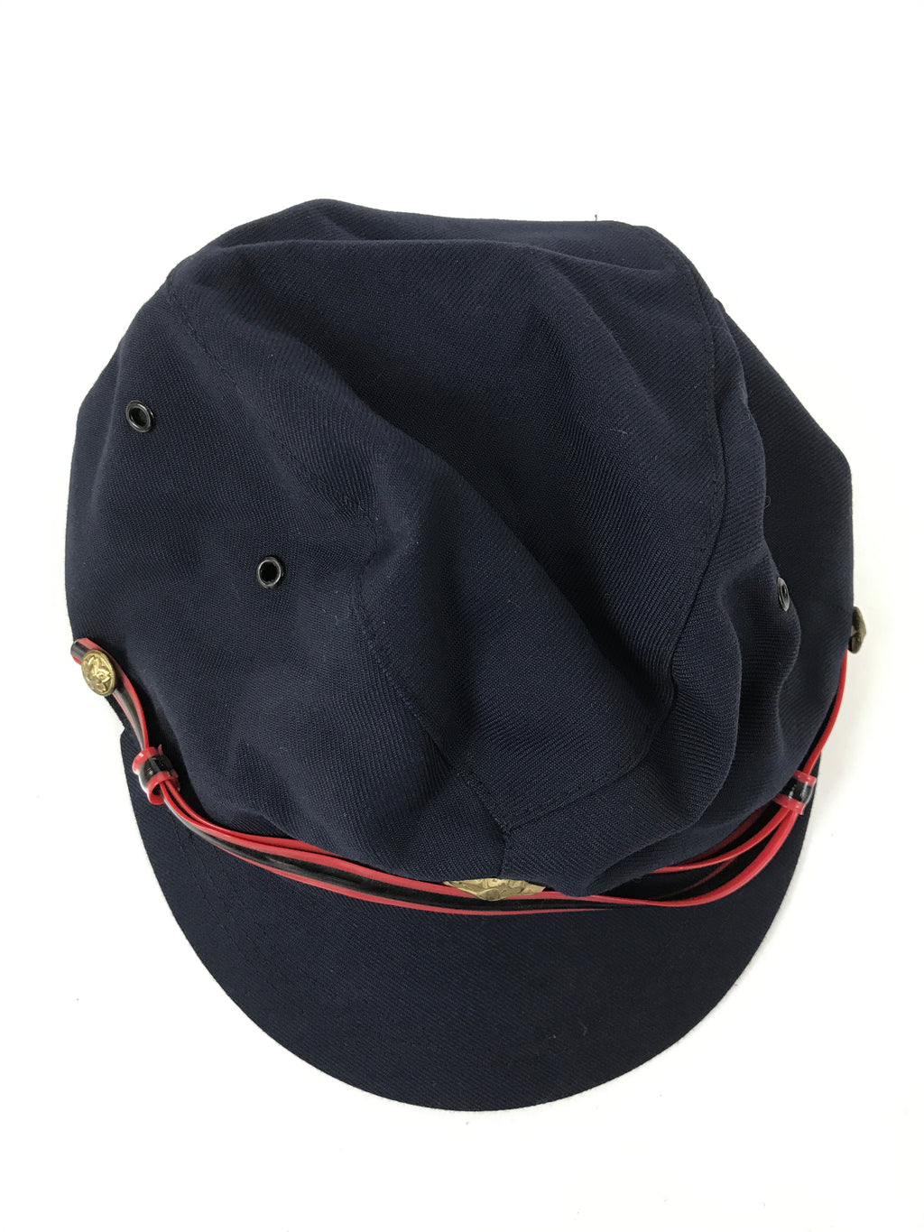 Japanese Firefighter Uniform Hat Vtg Fire Brigade Cap Blue Metal Sakura Pin MK14