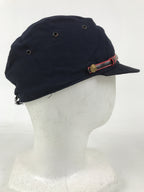 Japanese Firefighter Uniform Hat Vtg Fire Brigade Cap Blue Metal Sakura Pin MK15
