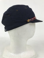 Japanese Firefighter Uniform Hat Vtg Fire Brigade Cap Blue Metal Sakura Pin MK15