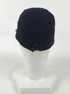 Japanese Firefighter Uniform Hat Vtg Fire Brigade Cap Blue Metal Sakura Pin MK16