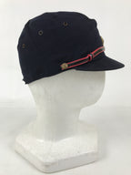 Japanese Firefighter Uniform Hat Vtg Fire Brigade Cap Blue Metal Sakura Pin MK16