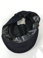 Japanese Firefighter Uniform Hat Vtg Fire Brigade Cap Blue Metal Sakura Pin MK16