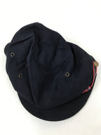 Japanese Firefighter Uniform Hat Vtg Fire Brigade Cap Blue Metal Sakura Pin MK16