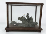 Japanese Fisherman Figurine Vtg Seaside Crab Crane Rock Glass Case Display ST93