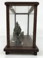 Japanese Fisherman Figurine Vtg Seaside Crab Crane Rock Glass Case Display ST93