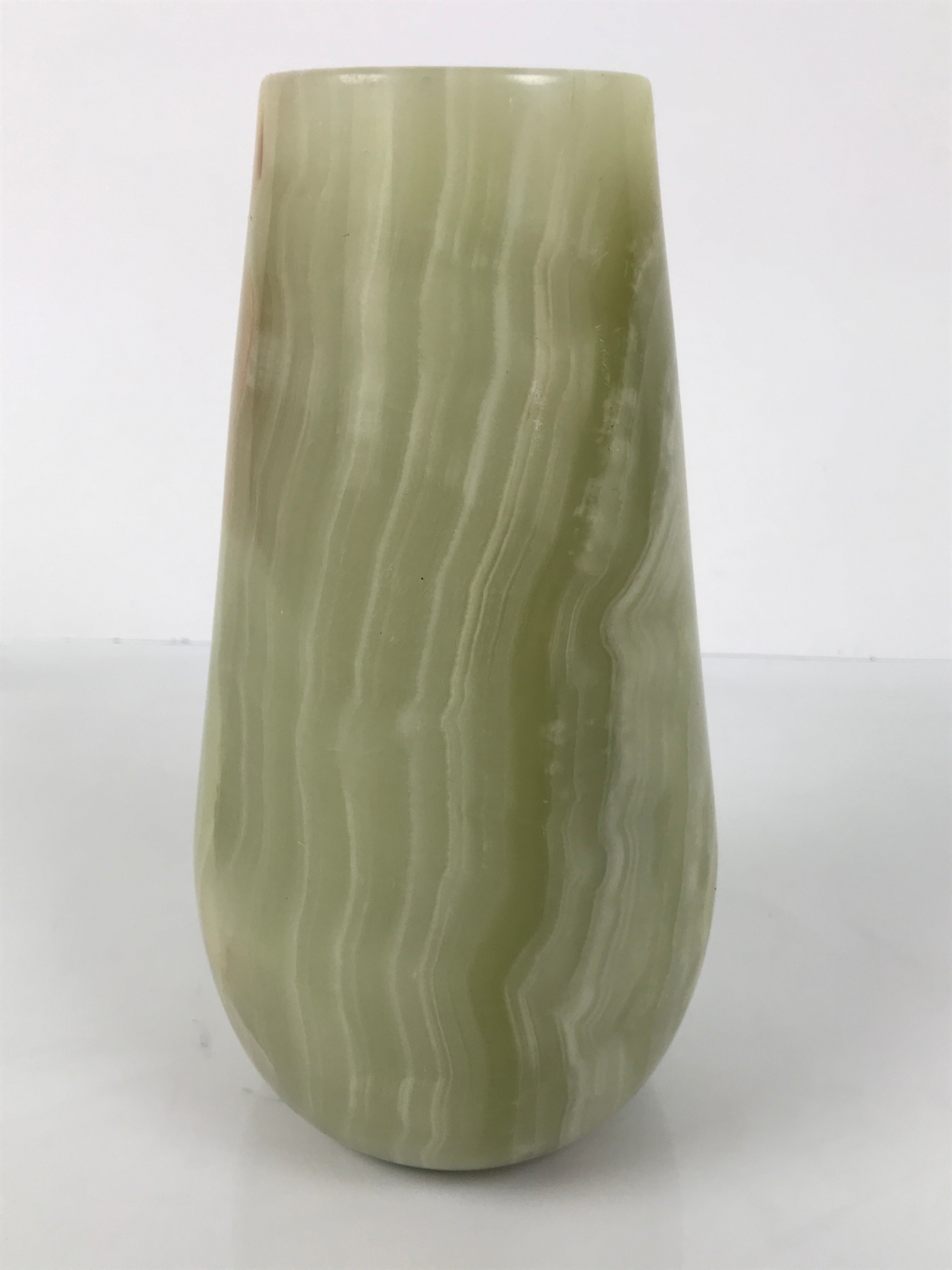 Japanese Flower Arrangement Vase Vtg Stone Kabin Ikebana Green Brown Thick FK215