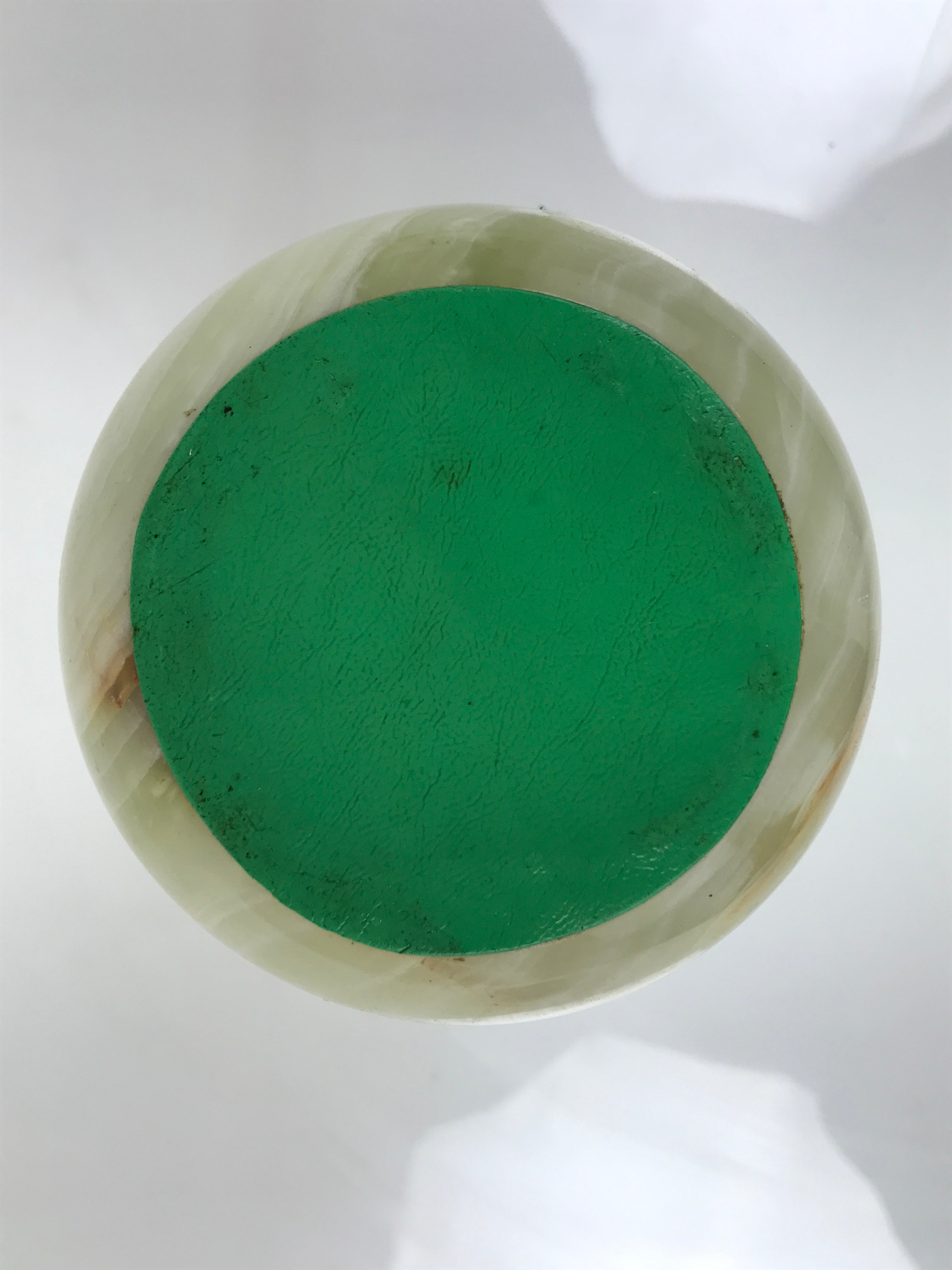 Japanese Flower Arrangement Vase Vtg Stone Kabin Ikebana Green Brown Thick FK215