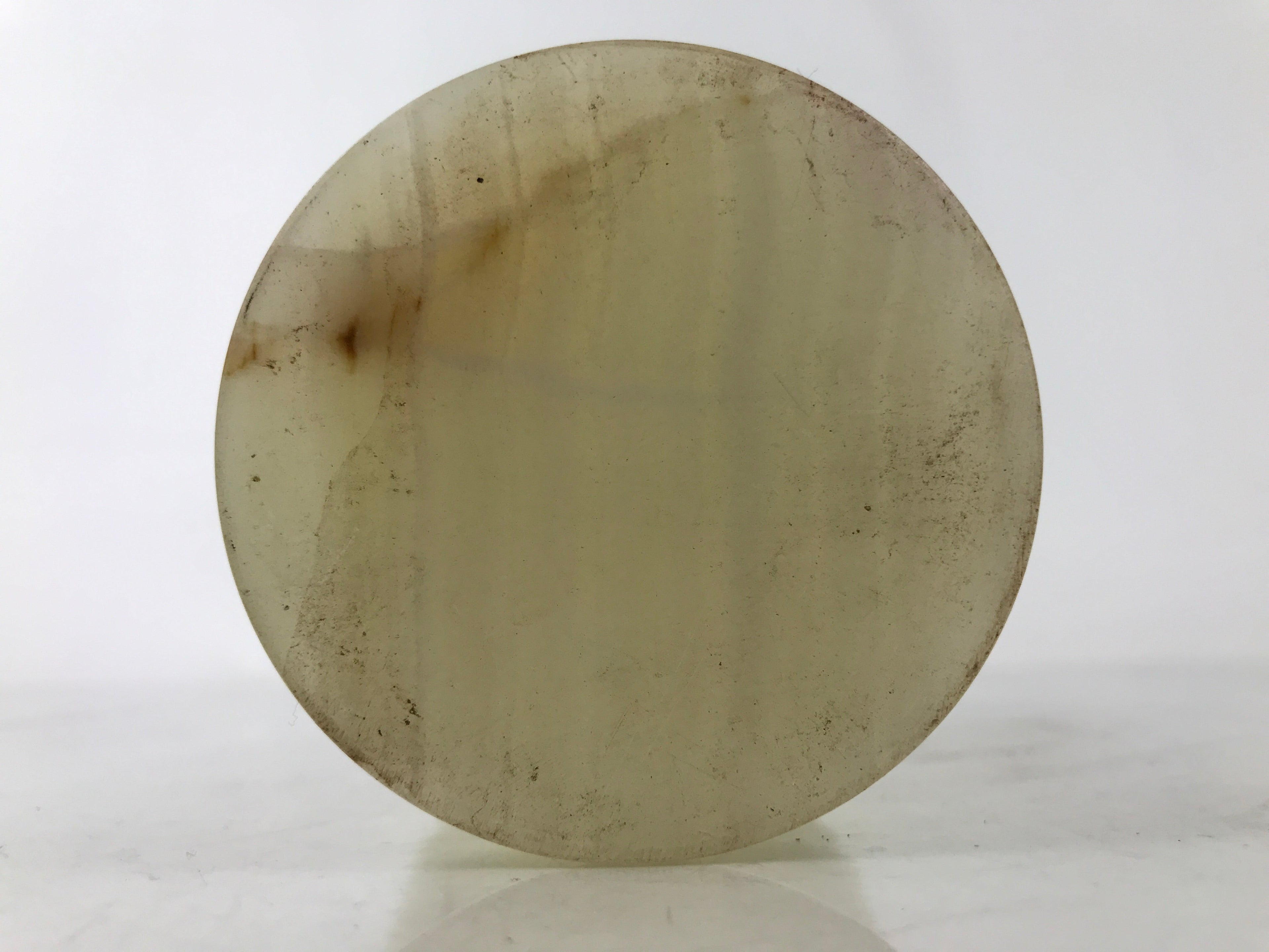 Japanese Flower Arrangement Vase Vtg Stone Kabin White Brown Round FK163
