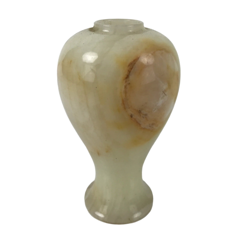 Japanese Flower Arrangement Vase Vtg Stone Kabin White Brown Round FK163