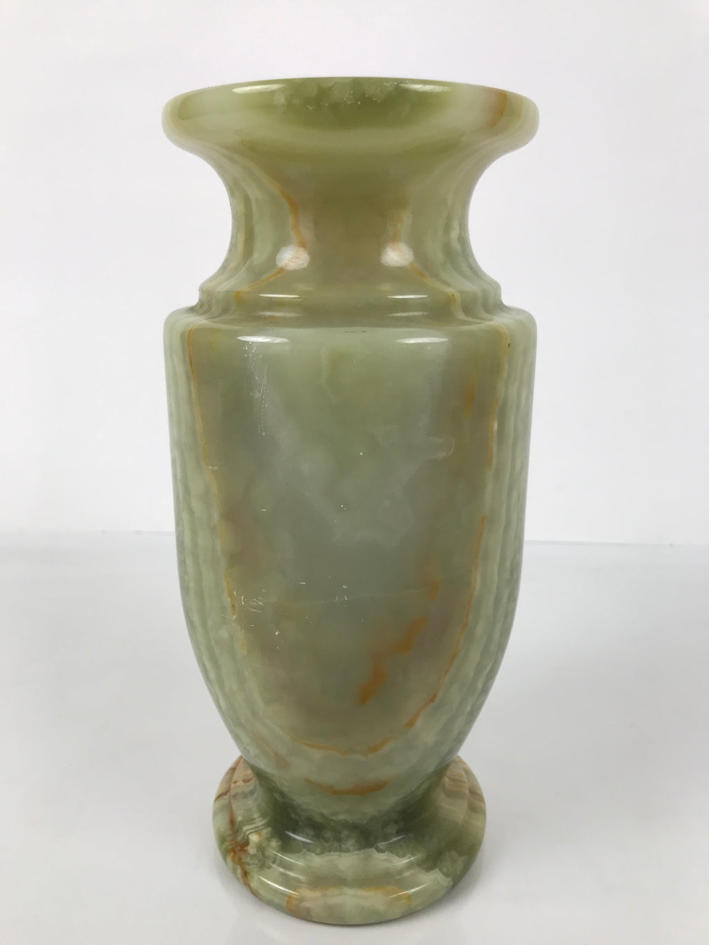 Japanese Flower Arrangement Vase Vtg Stone Onyx Kabin Green Brown Boxed PX801