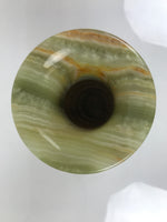 Japanese Flower Arrangement Vase Vtg Stone Onyx Kabin Green Brown Boxed PX801