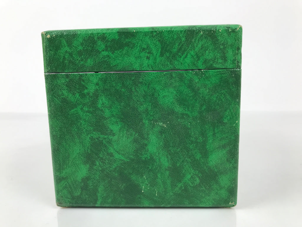 Japanese Flower Arrangement Vase Vtg Stone Onyx Kabin Green Brown Boxed PX801